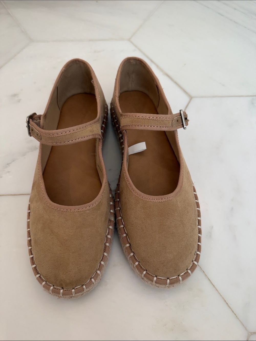 Women’s Tan Suede Mary Jane Espadrille Flats